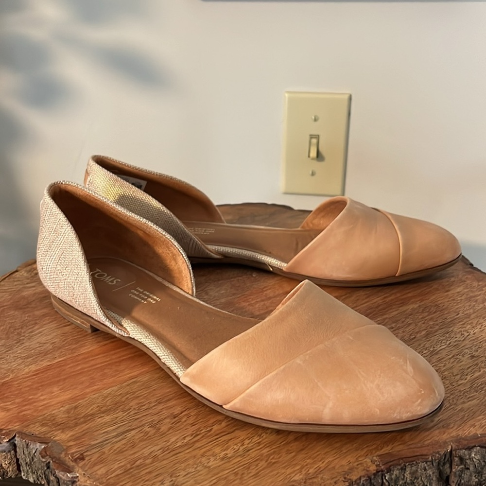 TOM’S Jutti d’Orsay Flats - Honey Leather + Rose Gold